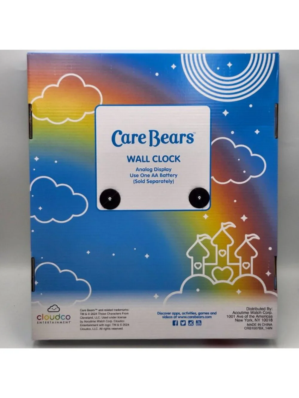 Care Bears Grumpy Blue Chrome 12 Inch Round Wall Clock Accutime New In Box